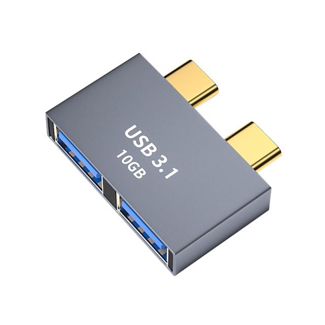 Convertitore da tipo C maschio a tipo C femmina 2 a 2 testina di conversione dati per iPad Macbook adattatore portatile per trasmissione dati da 100 W_voghion.com
