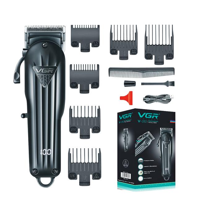VGR Professional Hair Clipper Hair Cutting Machine Adjustable Haircut Cordless Barber Rechargeable Trimmer Men LED Display V-282_voghion.com