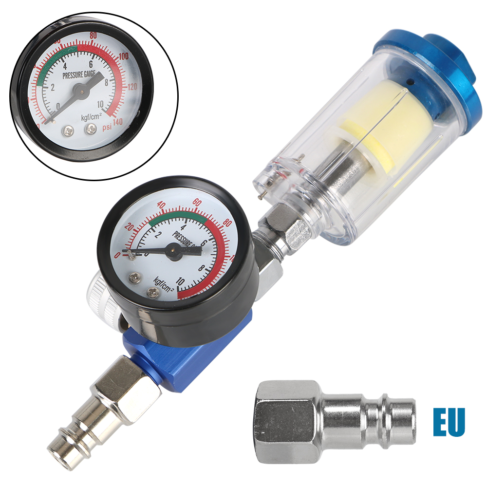 Title 14, Spray Gun Air Regulator Gauge EU Adapter Oil-Wa...