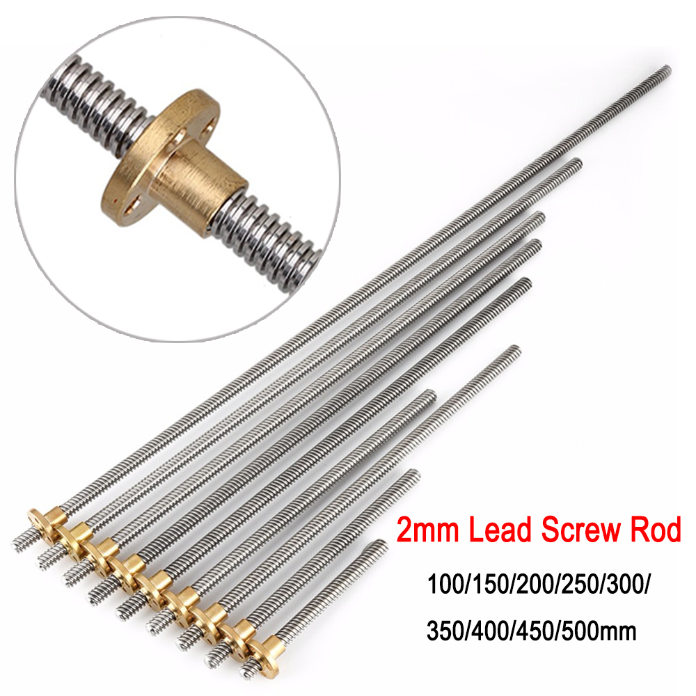 3D Printer T8 2mm Pitch 2mm Lead Trapezoidal Screw Rod With Nut 100 ...