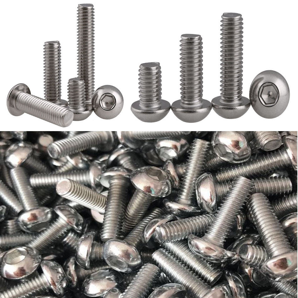 Dome Allen Bolts Button Head Socket Screws 304 Stainless 10/20pcs M2 M3