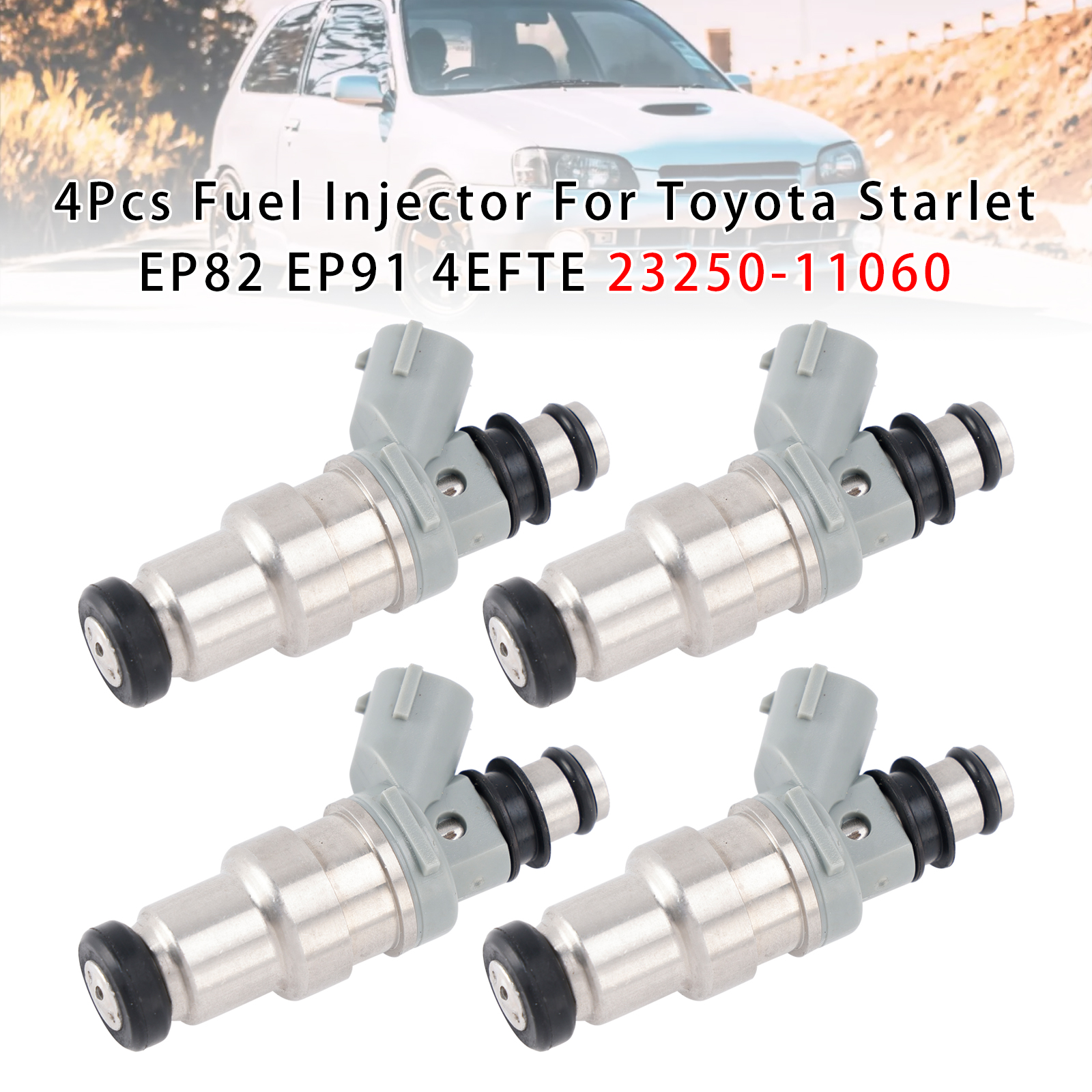 4Pcs Fuel Injector For Toyota Starlet EP82 EP91 4EFTE 23250-11060