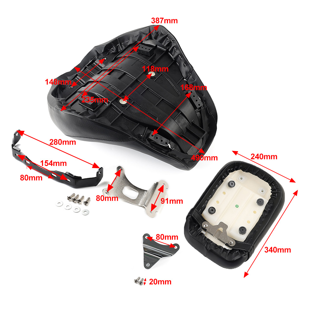Front Rear Cushion Seat Pad For Honda Shadow Aero VT750C 2004-2024