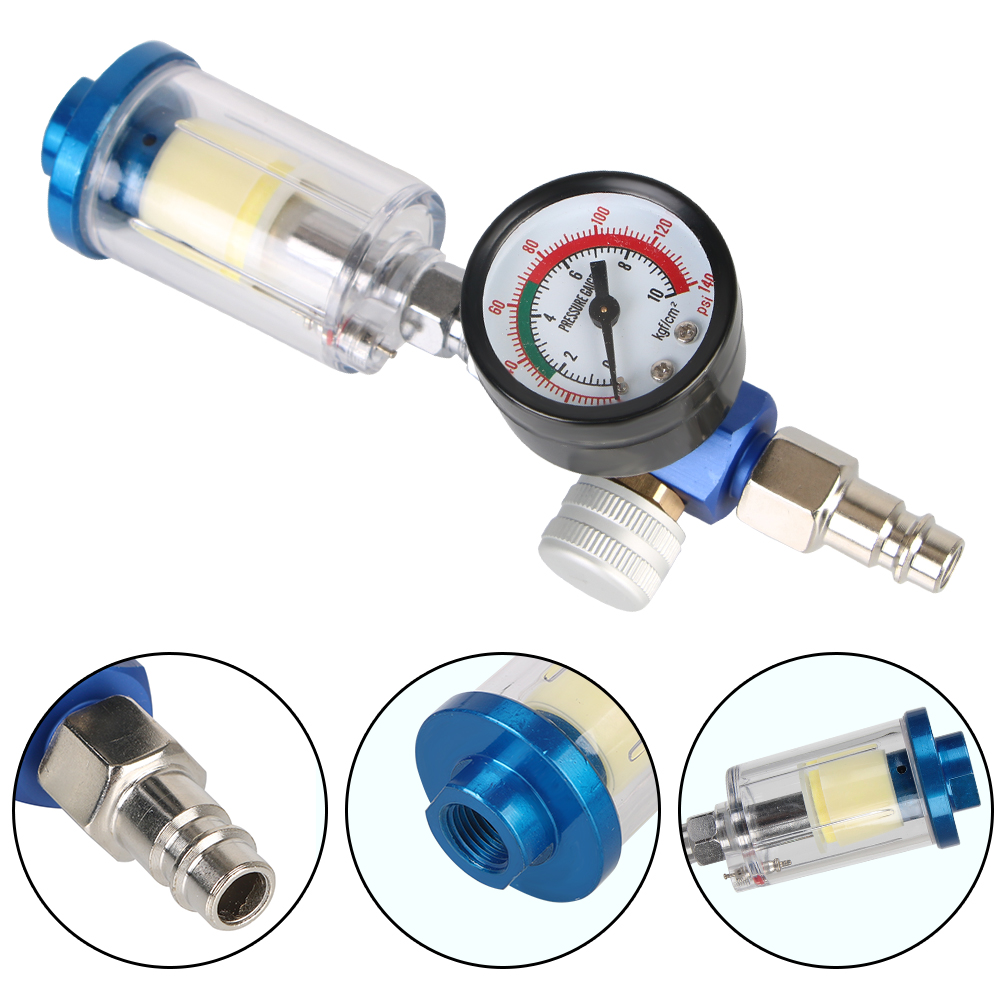 Title 4, Spray Gun Air Regulator Gauge EU Adapter Oil-Wa...