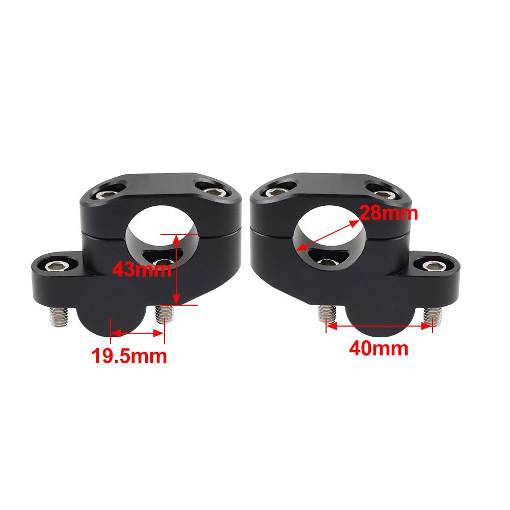 28mm 1 1/8" Offset Handlebar Riser Clamps - Fits Honda, Kawasaki, Suzuki, Yamaha Motorcycles