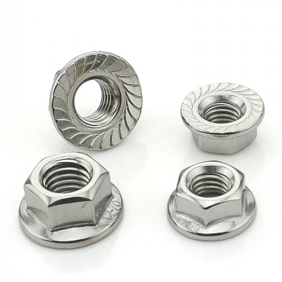 Stainless Steel Hex Lock Nut Flange Nut Flat Serrated M3 M4 M5 M6 M8 ...