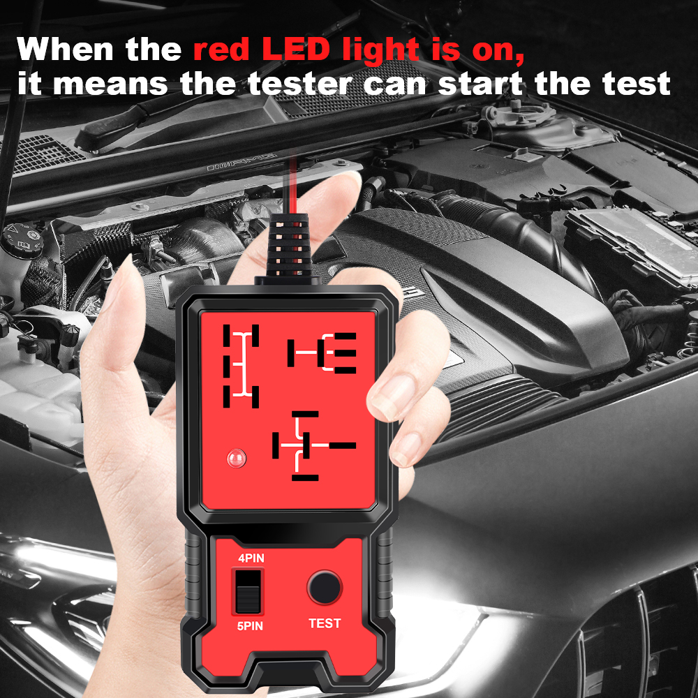 Probador de relé de coche, probador de voltaje, comprobador de batería de coche, probador de relé electrónico automotriz
