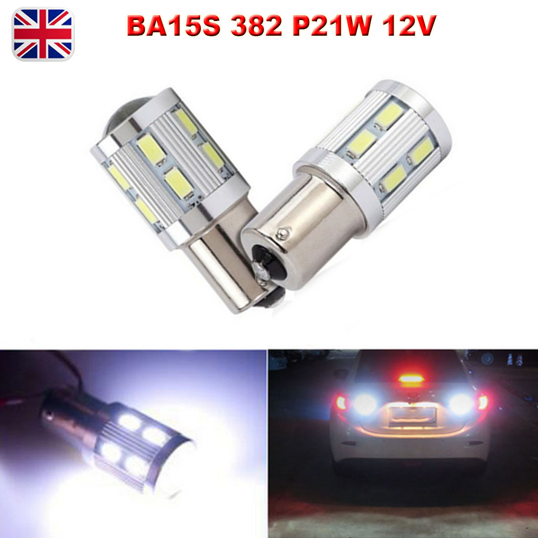 2X White BA9S T4W LED Lamps For Car Backup Reverse Brake Light Bulbs CREE 5W 12V