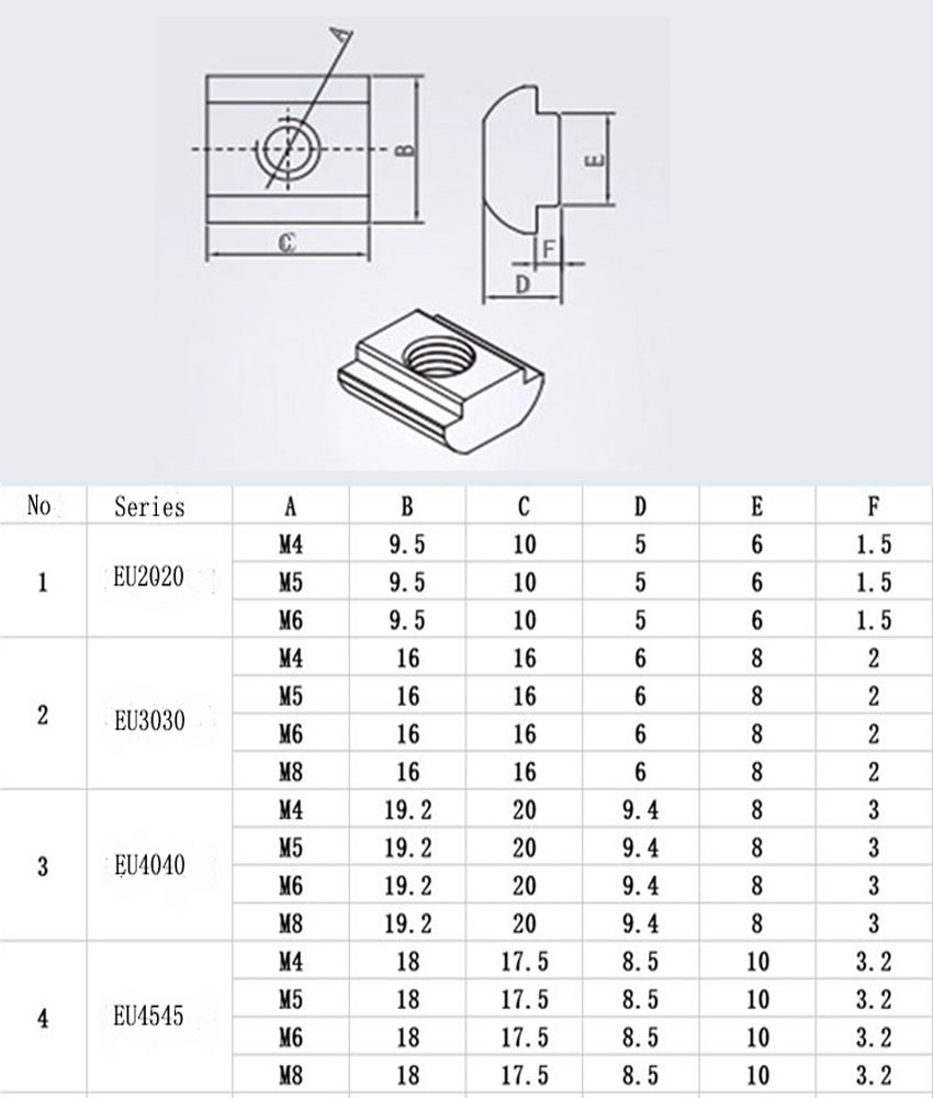 T Nuts M4 M5 M6 M8 Square Tee Slot Solid Slide in Aluminum 3D Printer 50 100pcs eBay