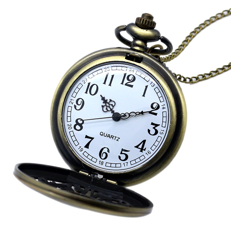 Alice In Wonderland Quartz Pocket Watch Rabbit Flower Half Hunter Chain ...