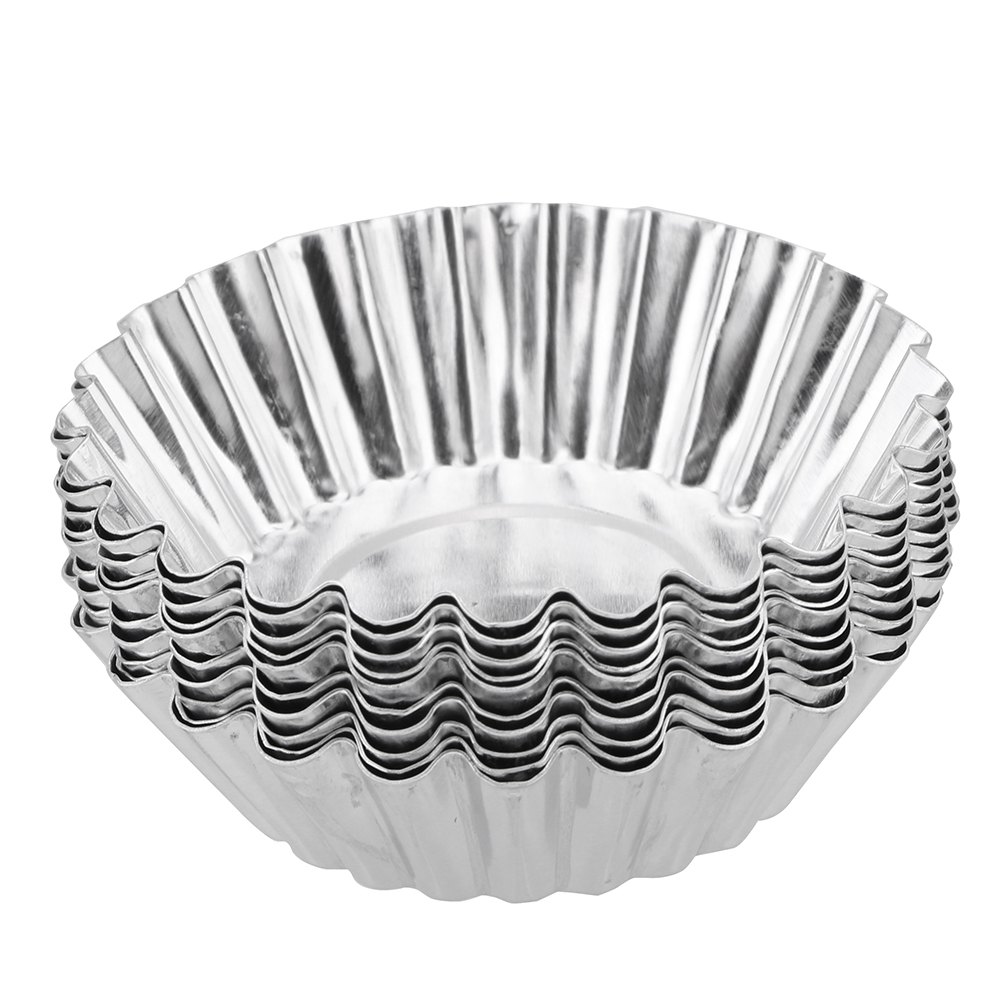 Reutilizabil Antiaderent Ripple Ouă Tartă Formă Din aliaj de aluminiu Forma de flori Cupcake Mold Budincă Jeleu Muffin Cupă de copt 10 buc/set