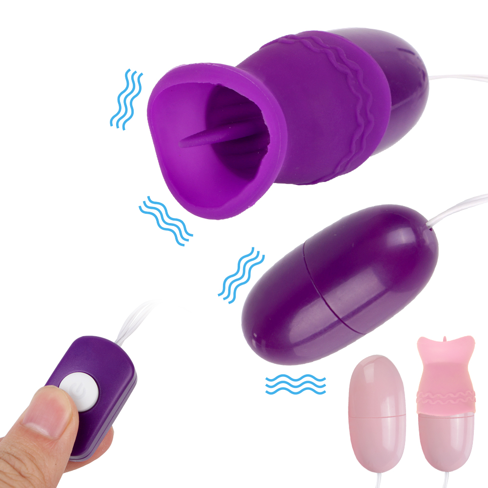 Massaggio G Spot Clitoride Stimolatore Lingua Orale Lecca Vibratore Potenti Giocattoli Sessuali per Donne Doppio Uovo Vibrante_voghion.com