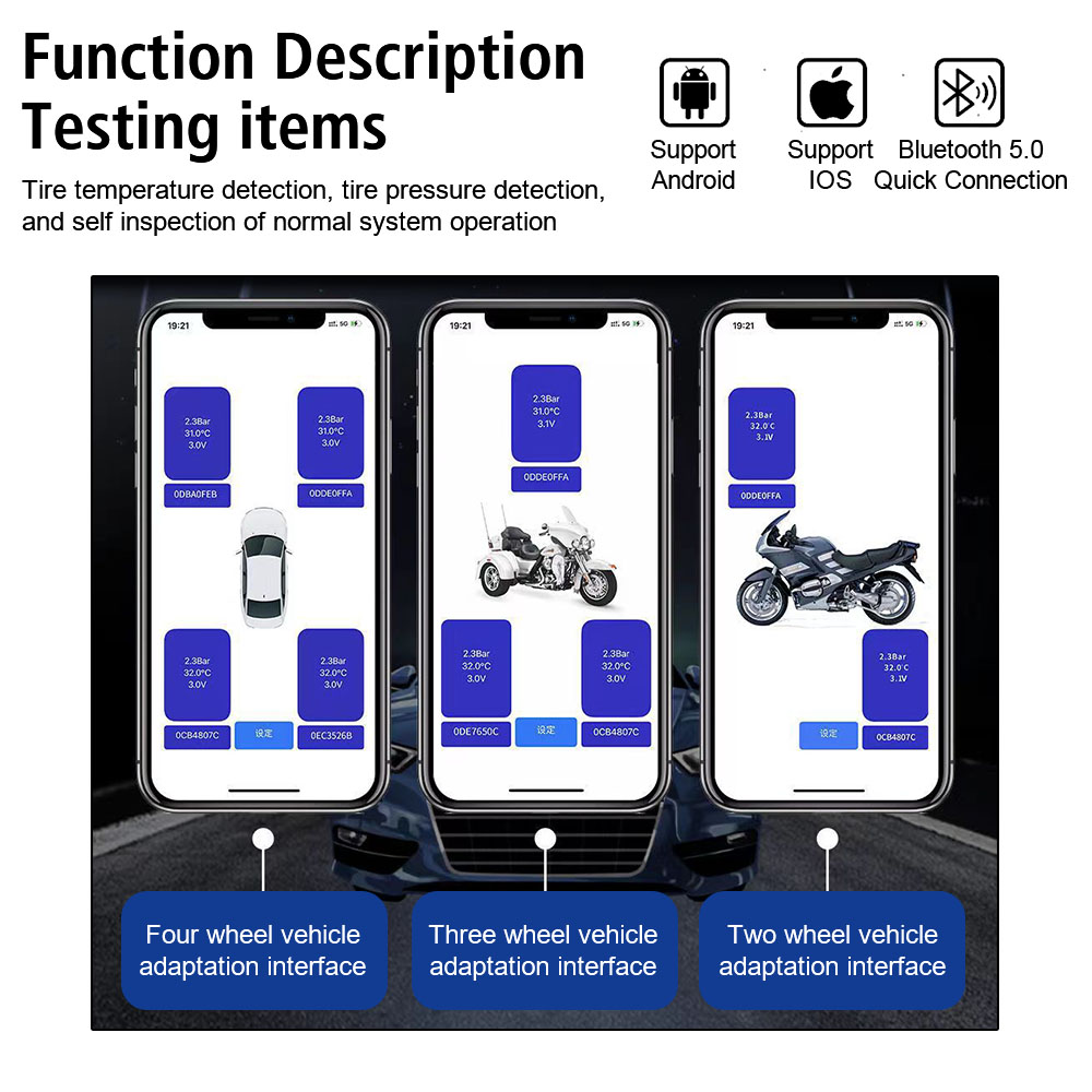 Tpms App Bluetooth APP Car and Motorcycle TPMS Tire Pressure Monitoring System ...