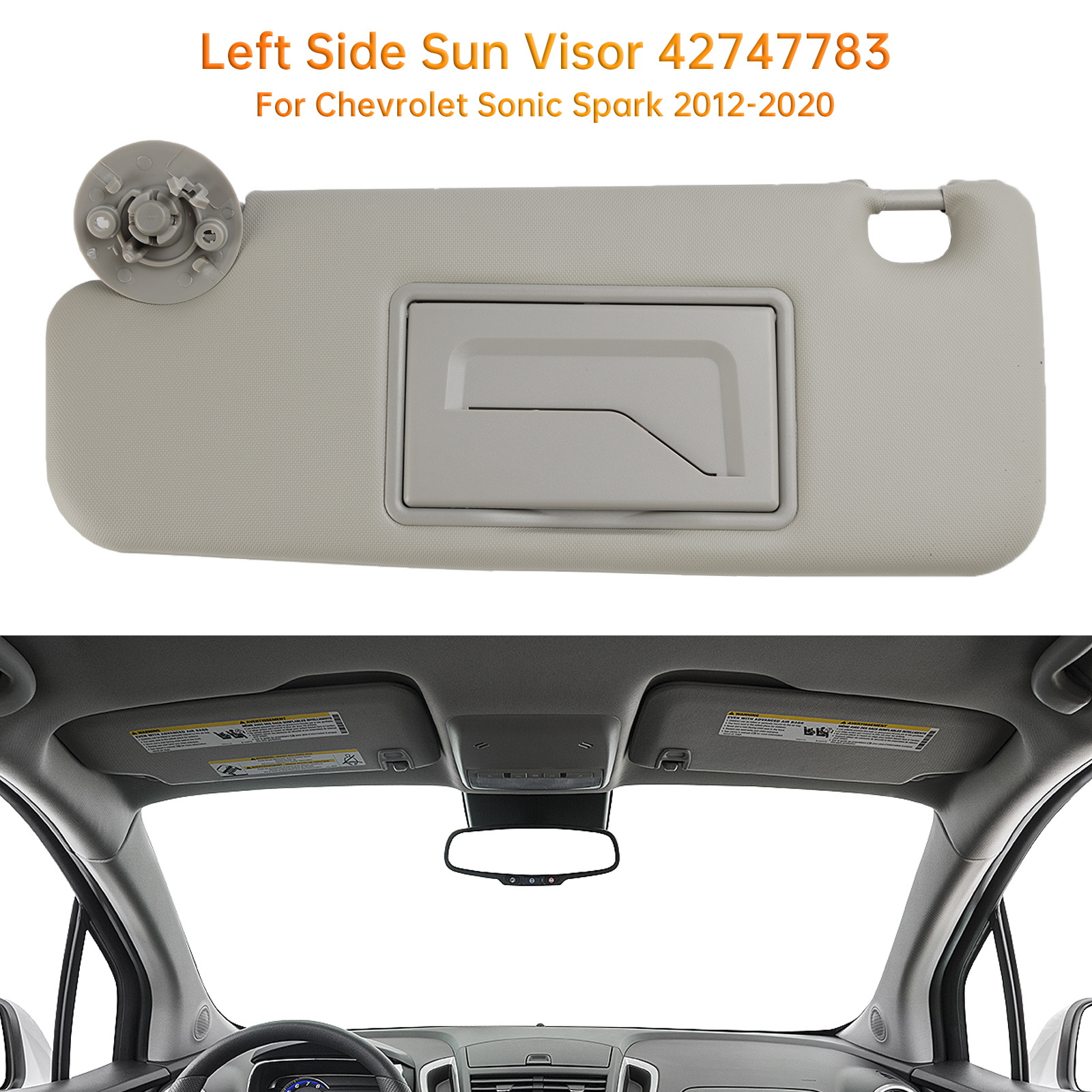Sun Visor Left Driver Side 42747783 Gray For Chevy Sonic Spark