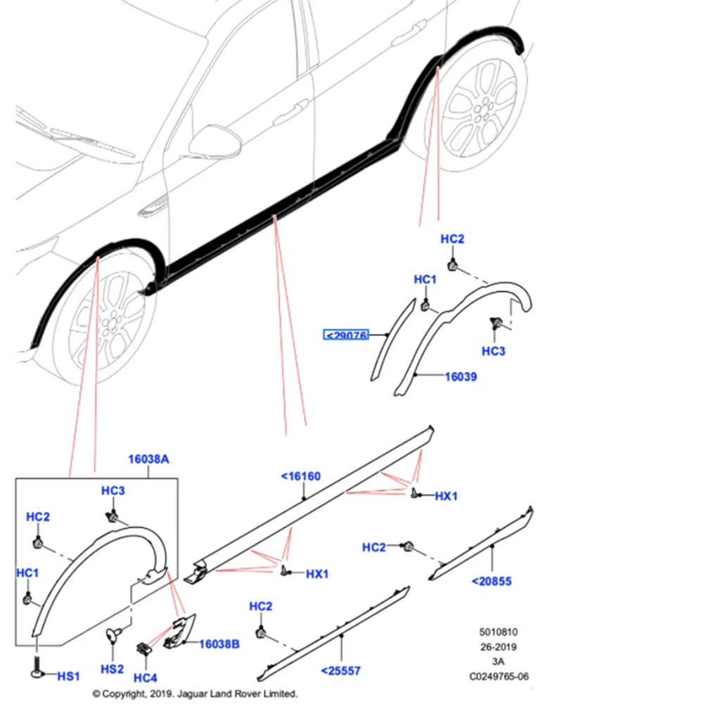 Left Rear Wheel Arch Door Molding For Land Rover Discovery 2015-2022 LR058530 - View #5