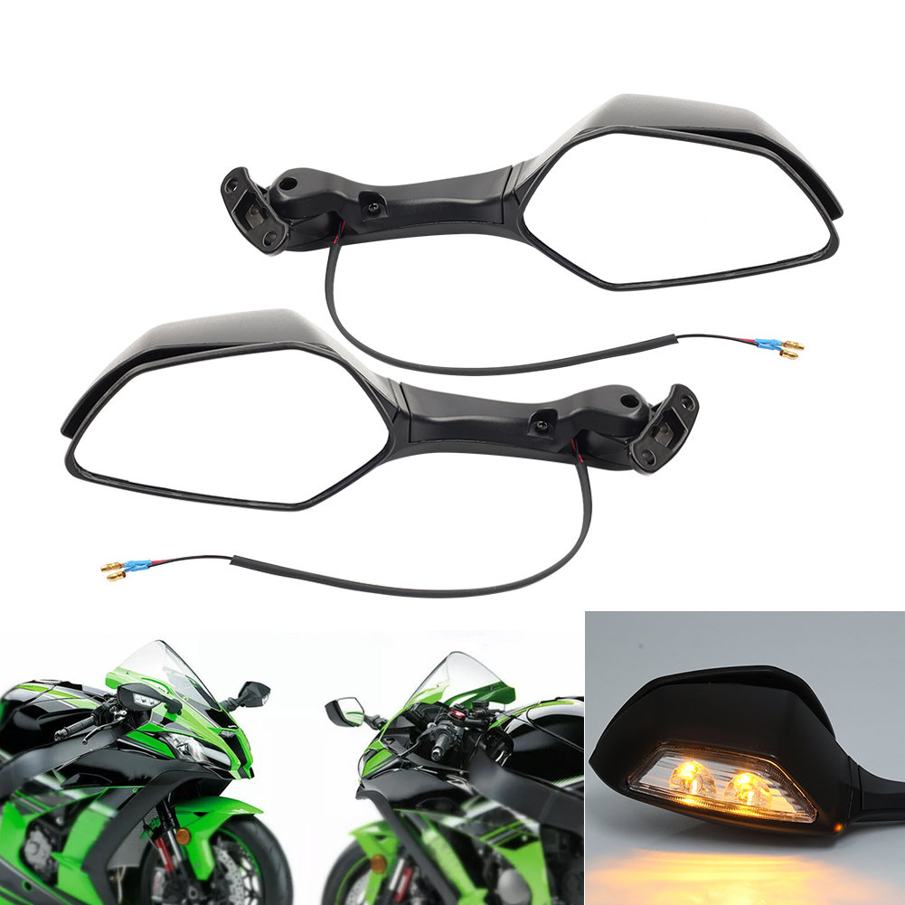 Rear View Mirrors w/ Turn Signals Fit For Kawasaki Ninja ZX10R