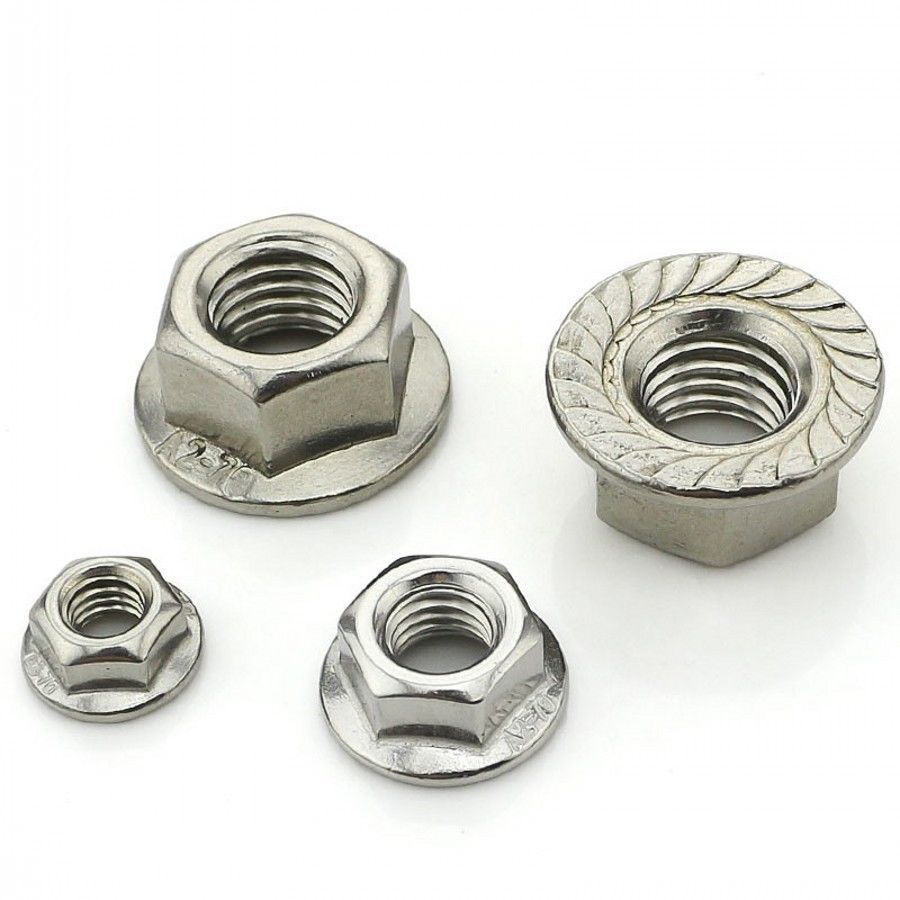 M5 Serrated Flange Nuts – 100-Pack, Stainless Steel 18-8 (304), Bright Finish, Locking Flanged Hex Nuts With Built-in Washer