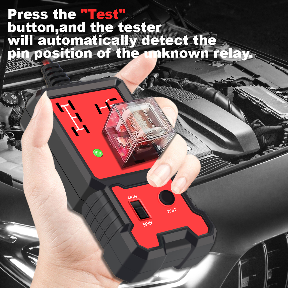 Probador de relé de coche, probador de voltaje, comprobador de batería de coche, probador de relé electrónico automotriz