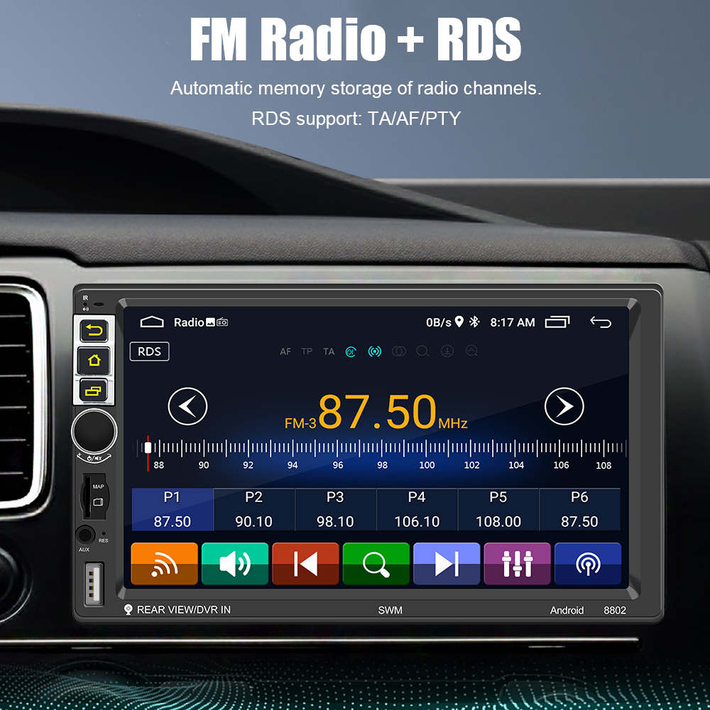 Radio con GPS para coche, 2 Din reproductor Multimedia, Mirror Link, manos libres, Bluetooth, WIFI, TF, 5 USB, receptor FM, vídeo, Audio, Android 10,1, 7 pulgadas