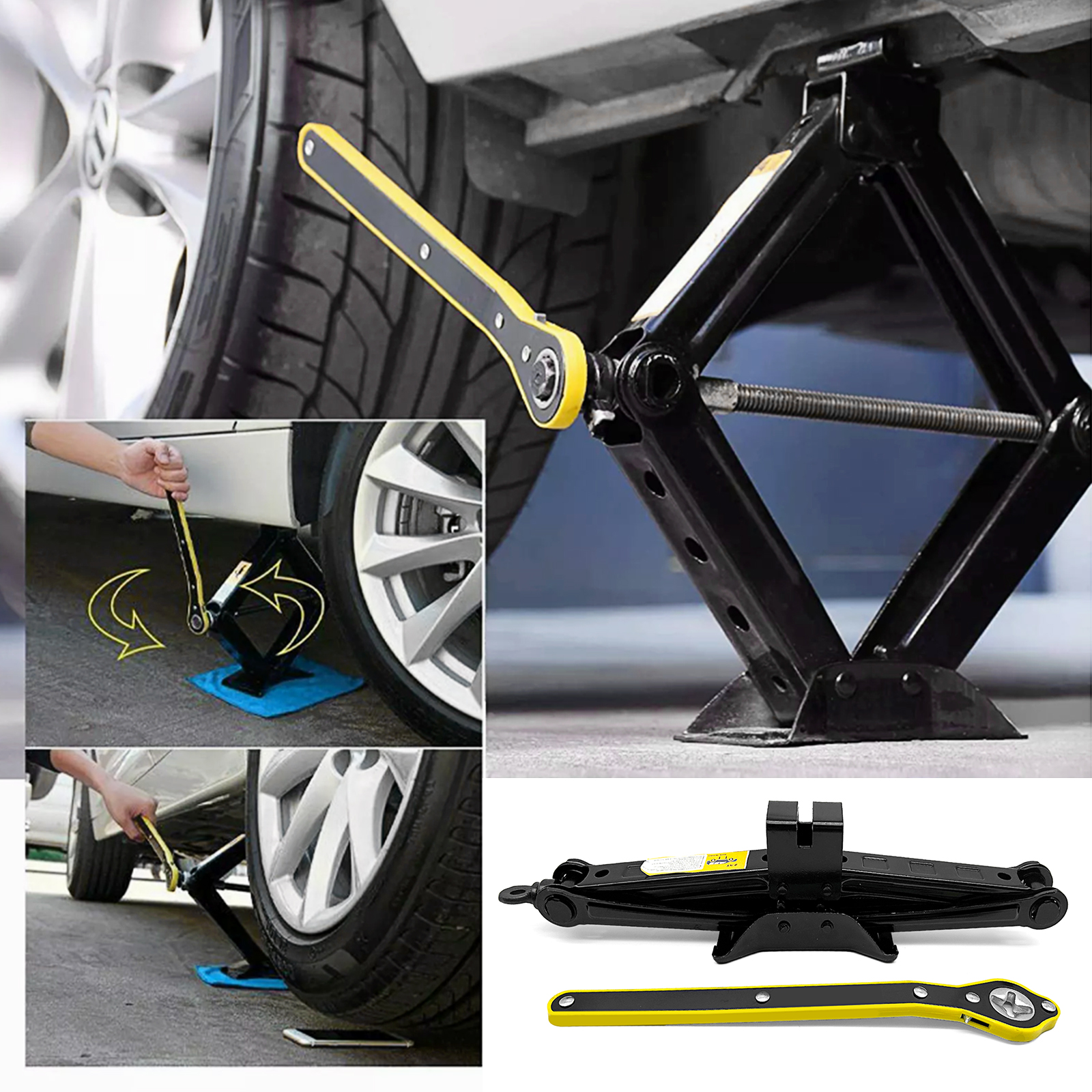 2.5 Ton Tonne Scissor Jack Car Lift Wind Up w/ Crank Speed Garage Handle Tool for Car Van SUV Garage Tool: 3 - 5 Days Free Delivery Only UK