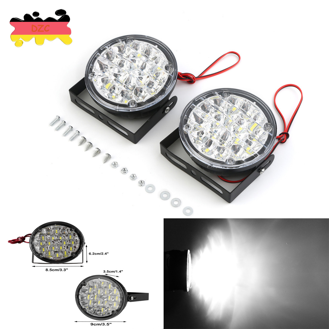 2 X Weiß 12V LED DRL Rund Tagfahrlicht Auto Heck Nebel Day Fernscheinwerfer