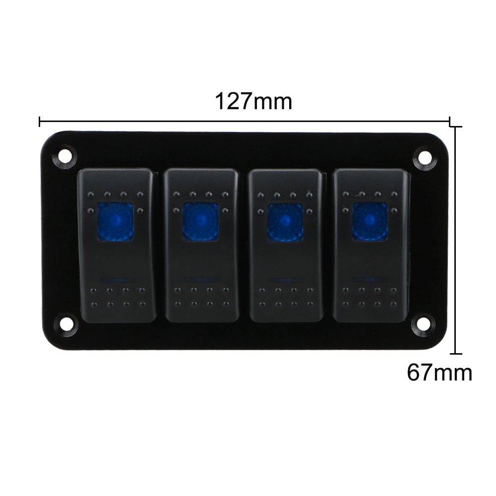 Panel de cuatro interruptores basculantes con iluminación LED