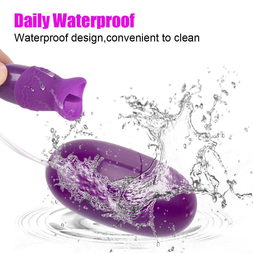 Massaggio G Spot Clitoride Stimolatore Lingua Orale Lecca Vibratore Potenti Giocattoli Sessuali per Donne Doppio Uovo Vibrante_voghion.com