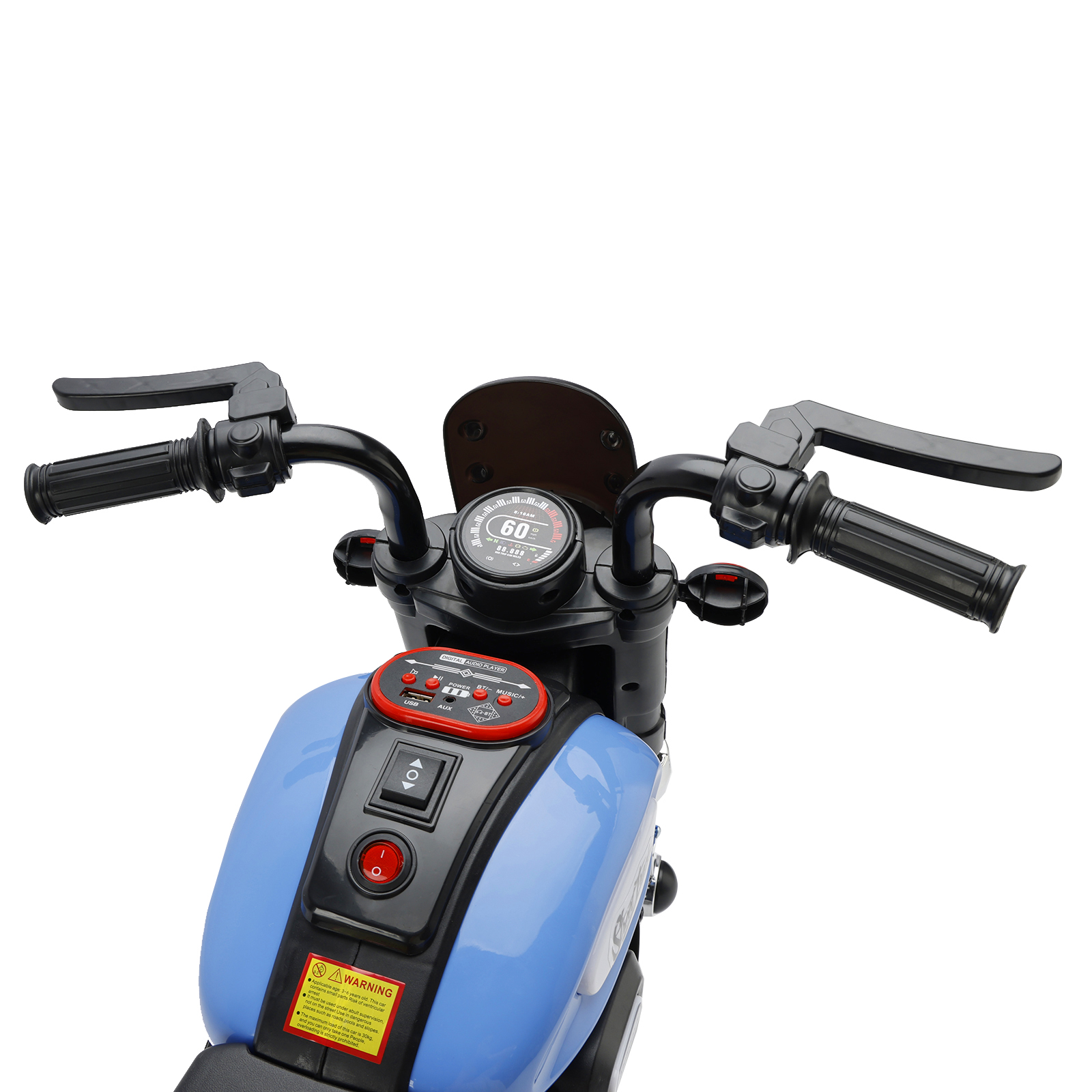 3 Wheel Kids Ride On Motorcycle Blue Front View