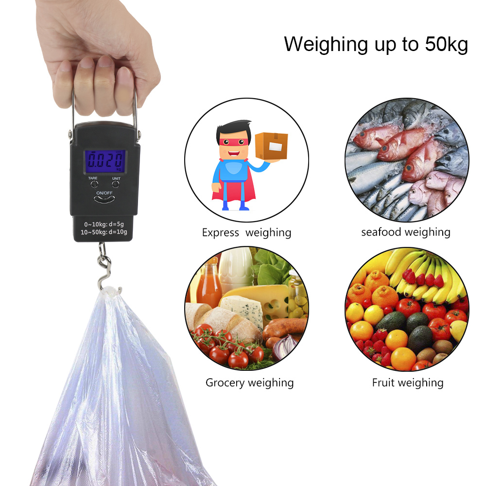 Title 6, Home Tool LCD Electronic Scale 50Kg/110lb Hangi...