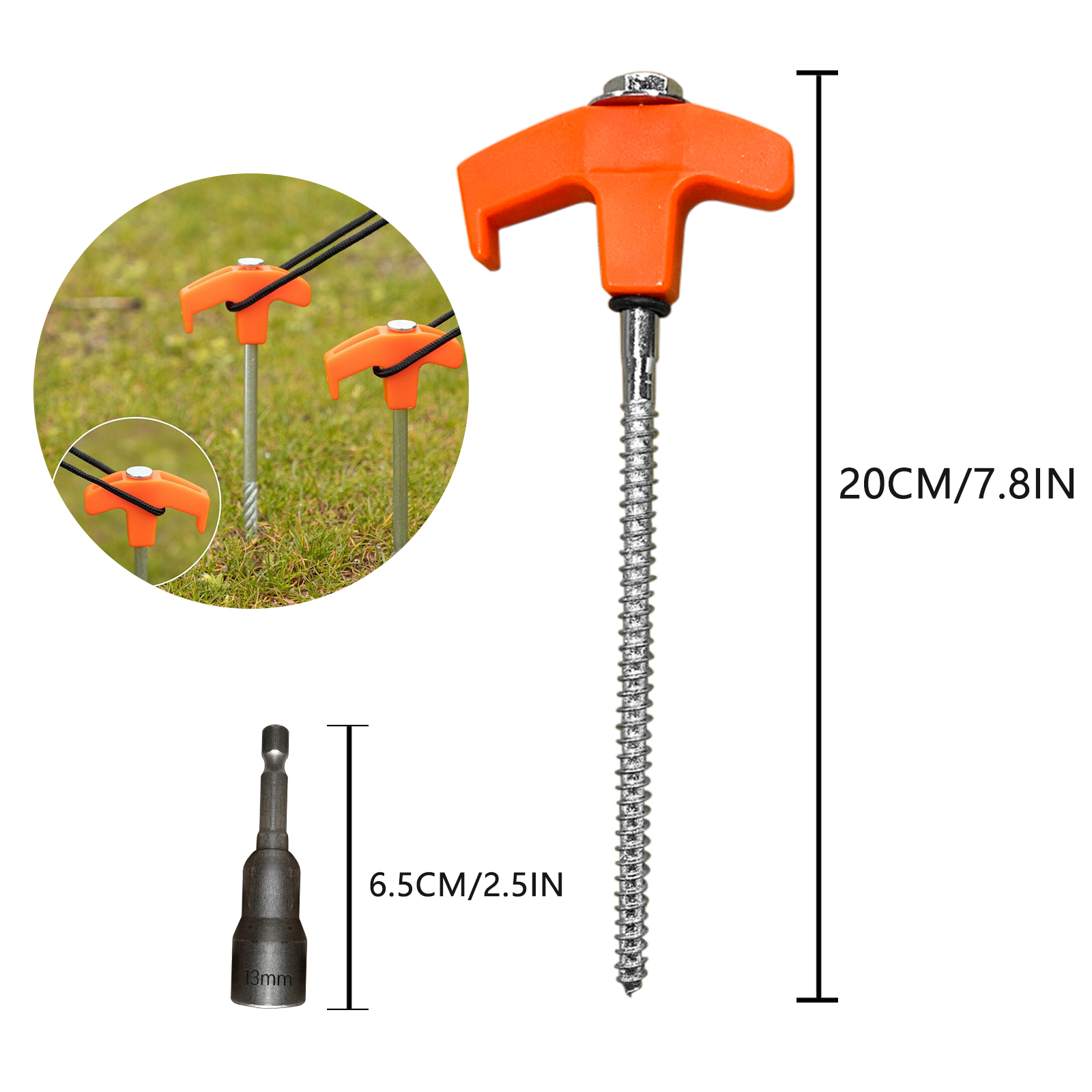 6/20/40Pc Screw In Tent Pegs Drill Top Hard Ground Camping Awning Pegs Camping Ground Sheet Anchor Hard Ground Awning Pegs