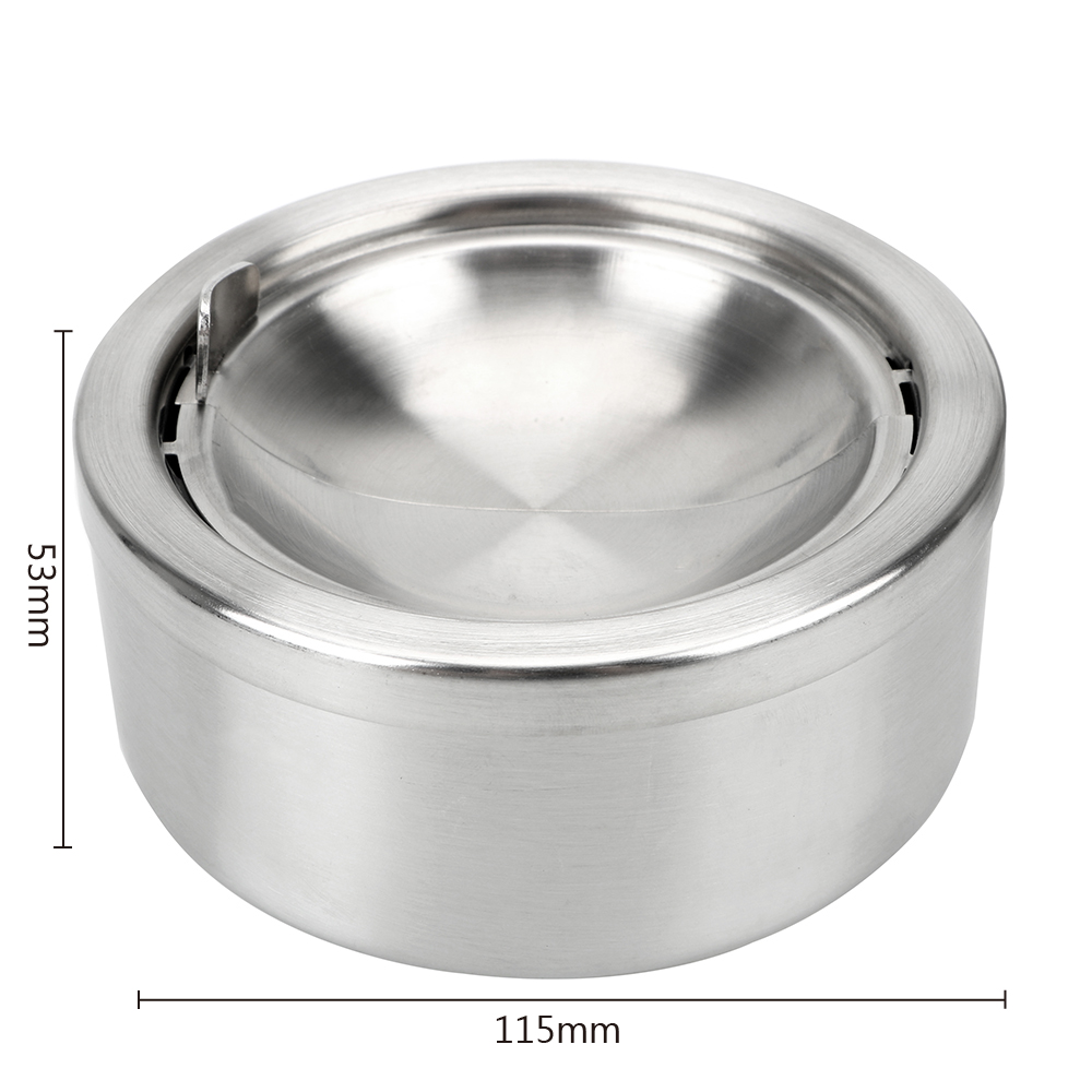 Description Picture 5 of itemStainless Steel Cigarette Ashtray With Lid Round Ash Storage Case Smoking Accessories