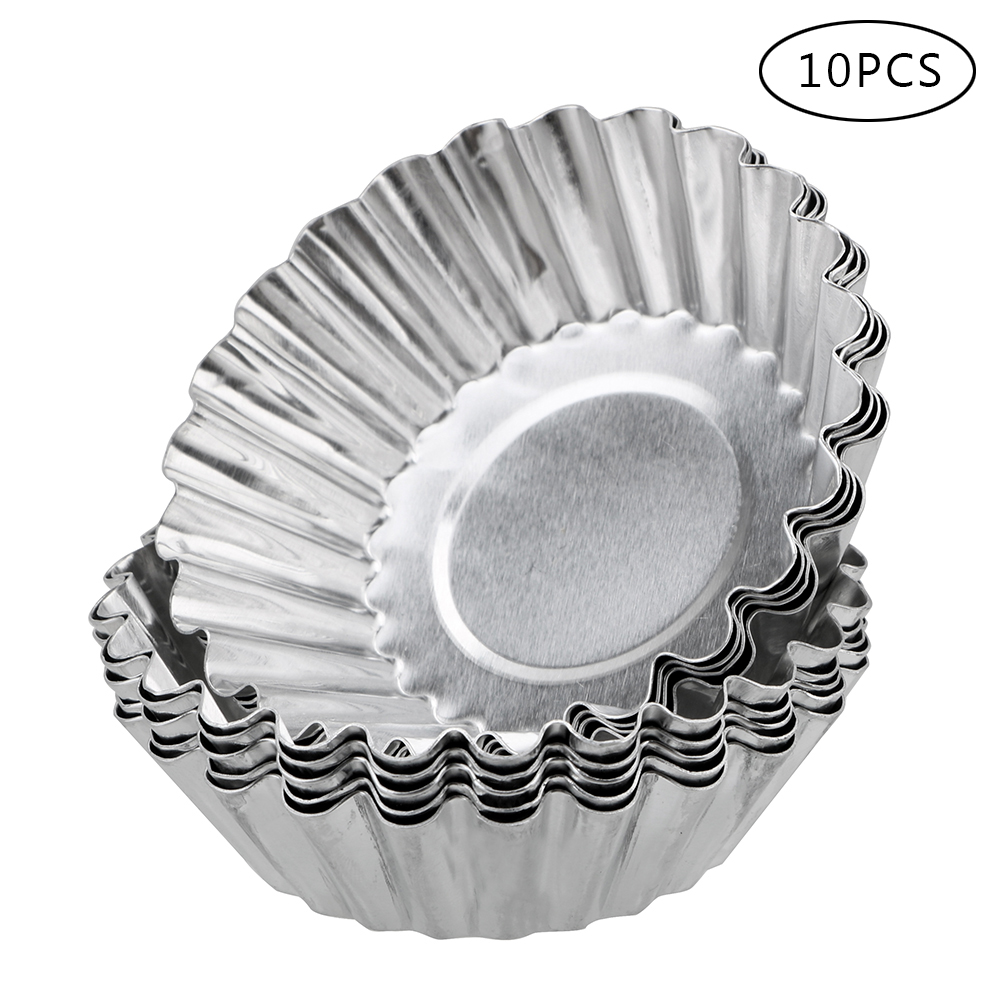 Reutilizabil Antiaderent Ripple Ouă Tartă Formă Din aliaj de aluminiu Forma de flori Cupcake Mold Budincă Jeleu Muffin Cupă de copt 10 buc/set