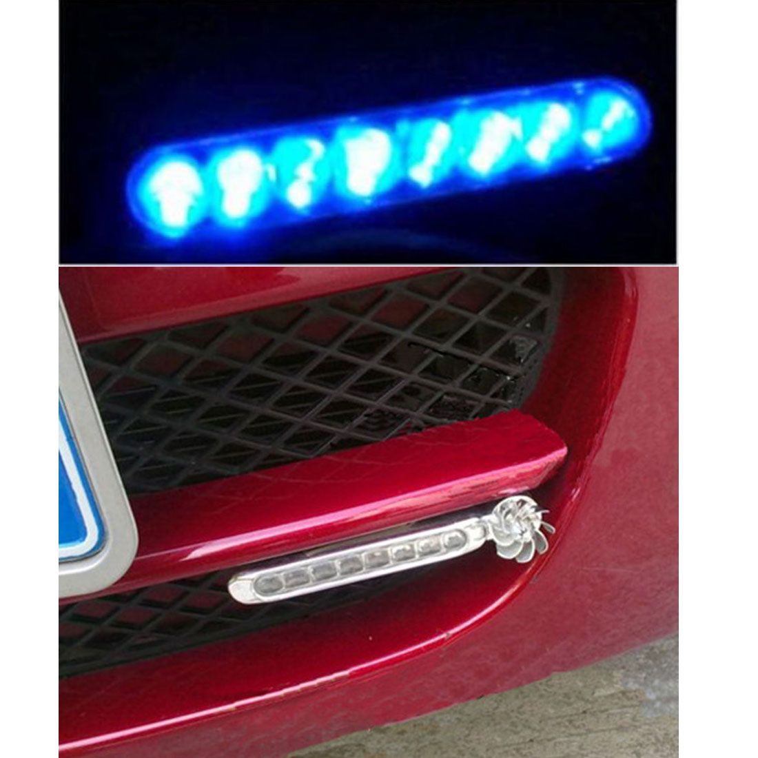 2x Wind Powered 8 LED SMD Car DRL Daytime Running Light Fog Head Bulb 12V New