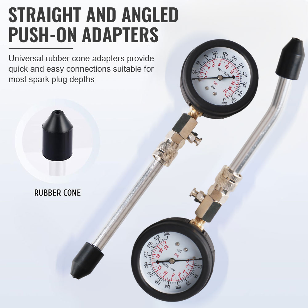 Professional Pressure Gauge Gasoline Engine Compression Meter Automotive Cylinder Tester Kit with M10 M12 M14 M18 Adapter 6 Professional Pressure Gauge Gasoline Engine Compression Meter Automotive Cylinder Tester Kit with M10 M12 M14 M18 Adapter