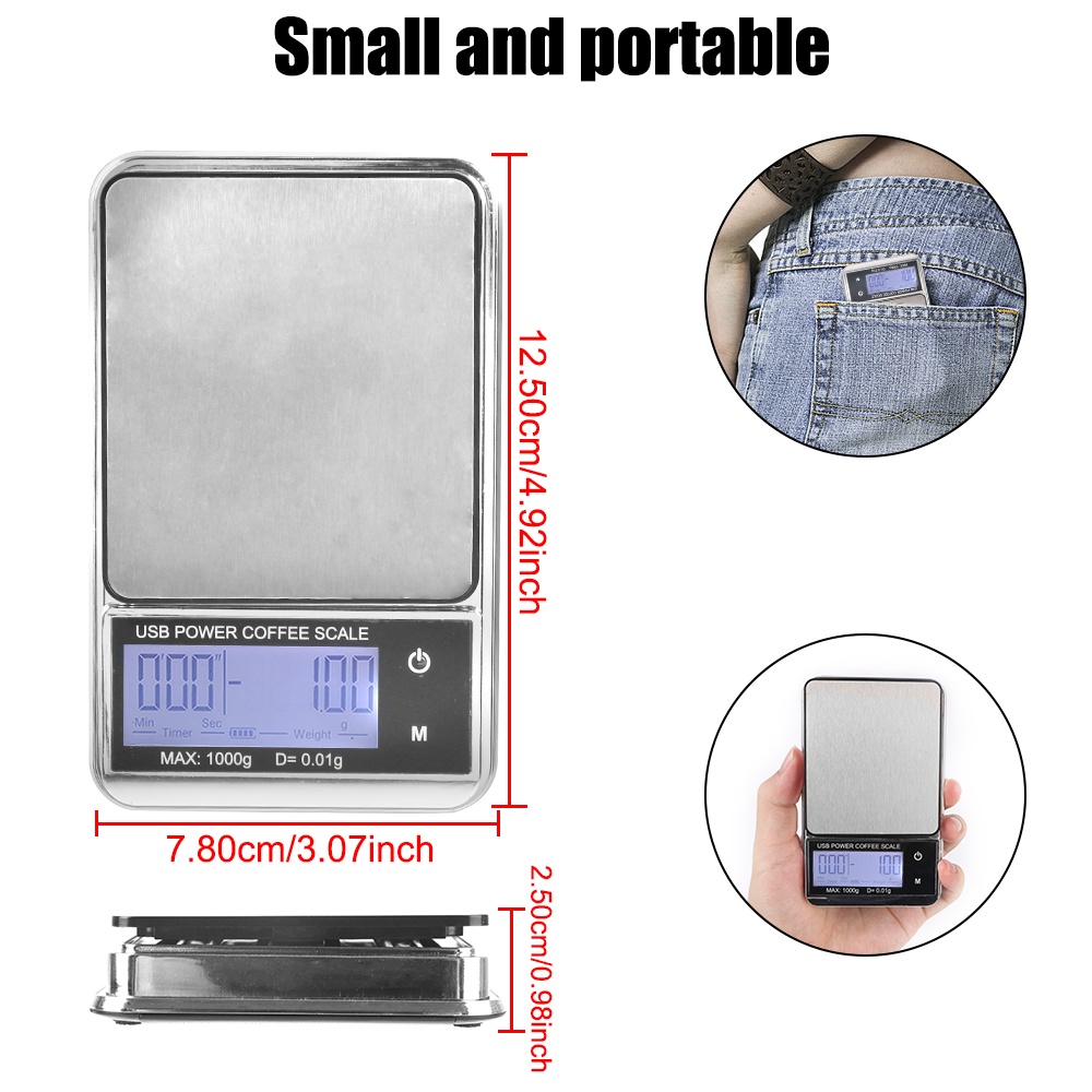 Title 11, Mini Pocket Scale 1000g/0.01g Auto Timer Digita...