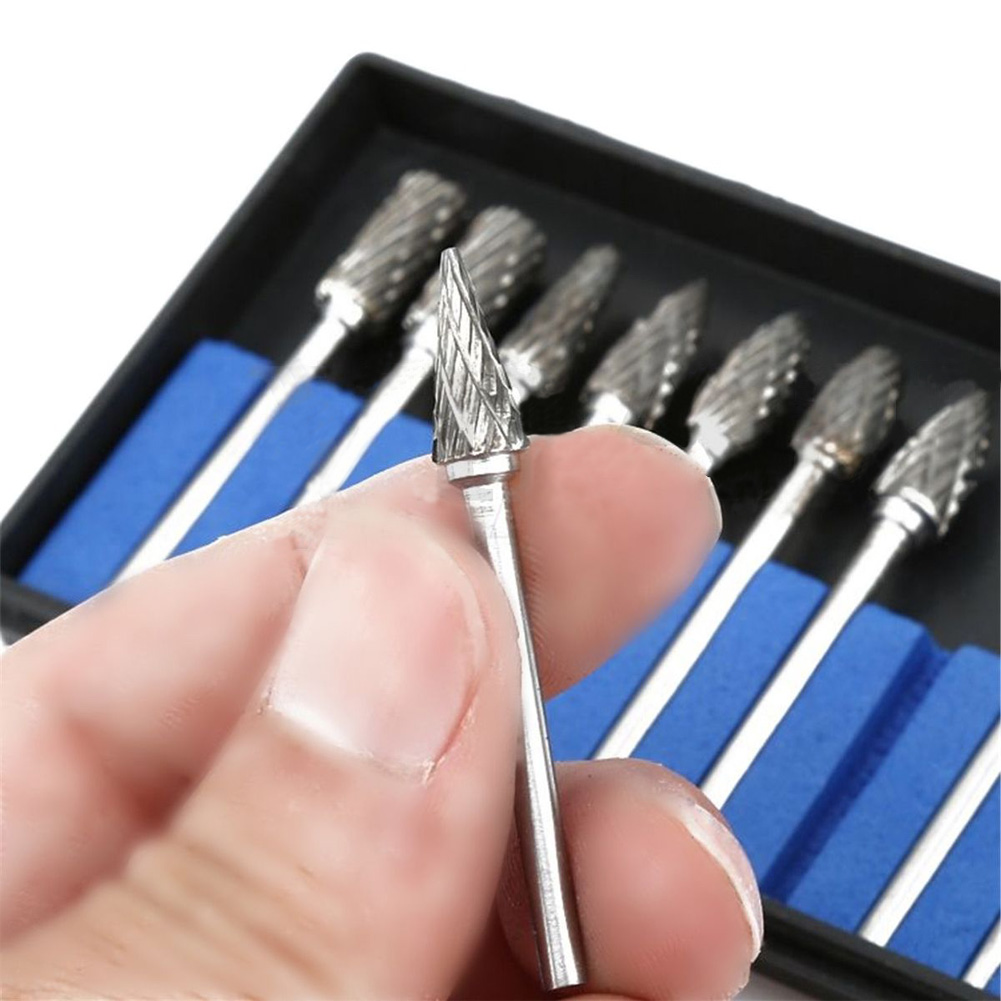 10Pcs Tungsten Carbide Metal Rotary Drill Bits Cutter Files Set 6mm 1/8