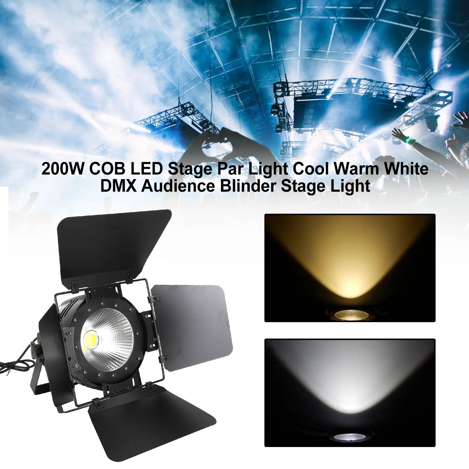 200W COB LED Par Light DMX Stage DJ Light Audience Blinder