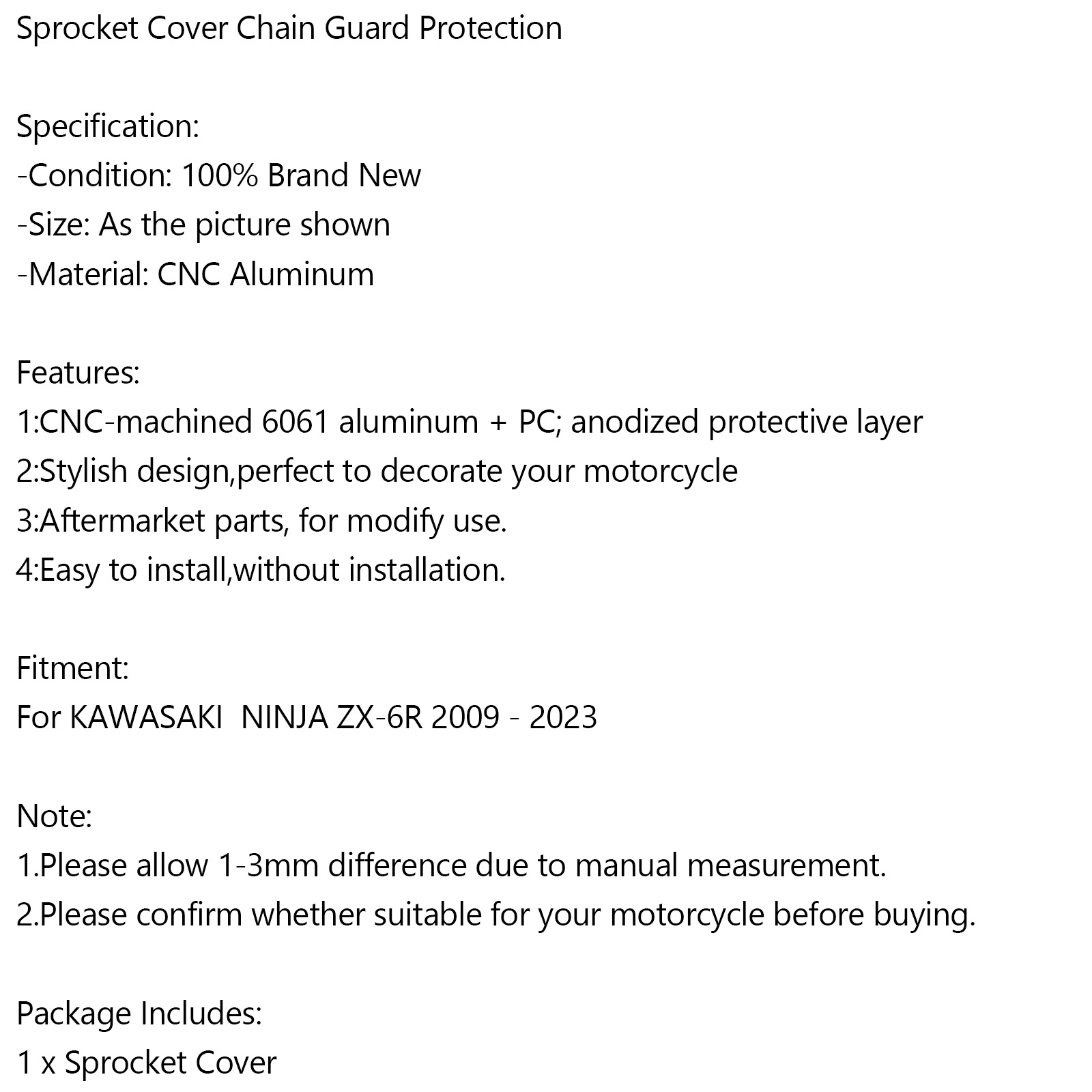 Front Sprocket Cover Chain Guard For KAWASAKI Ninja ZX-6R ZX6R