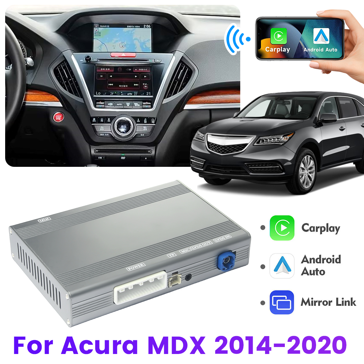 Wireless Carplay Android Auto Module For Acura Dual Screen ILX MDX
