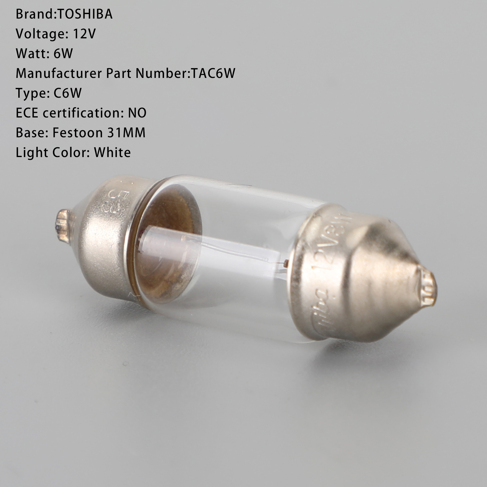For TOSHIBA TAC6W Car Auxiliary Bulbs 31MM C6W 12V6W Festoon Lamp