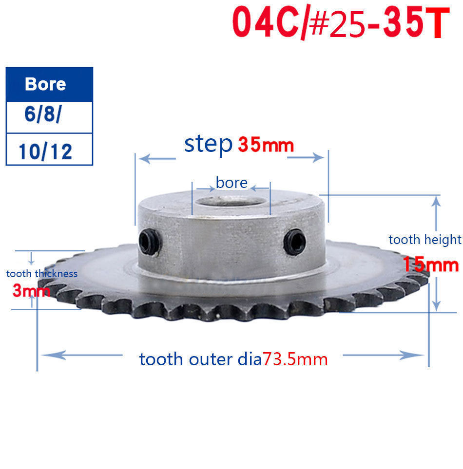 25 Chain Drive Sprocket Bore 512mm 940T Pitch 1/4" 6.35mm 04C