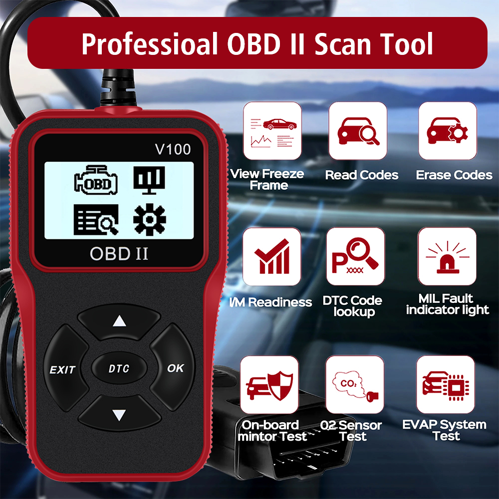 Lector de códigos OBD2 V100 con pantalla digital