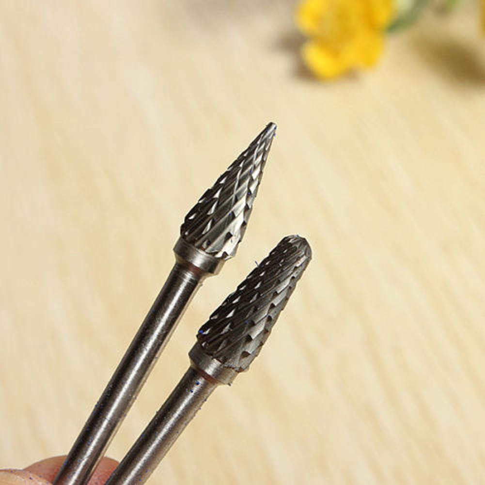 10Pcs Tungsten Carbide Metal Rotary Drill Bits Cutter Files Set 6mm 1/8
