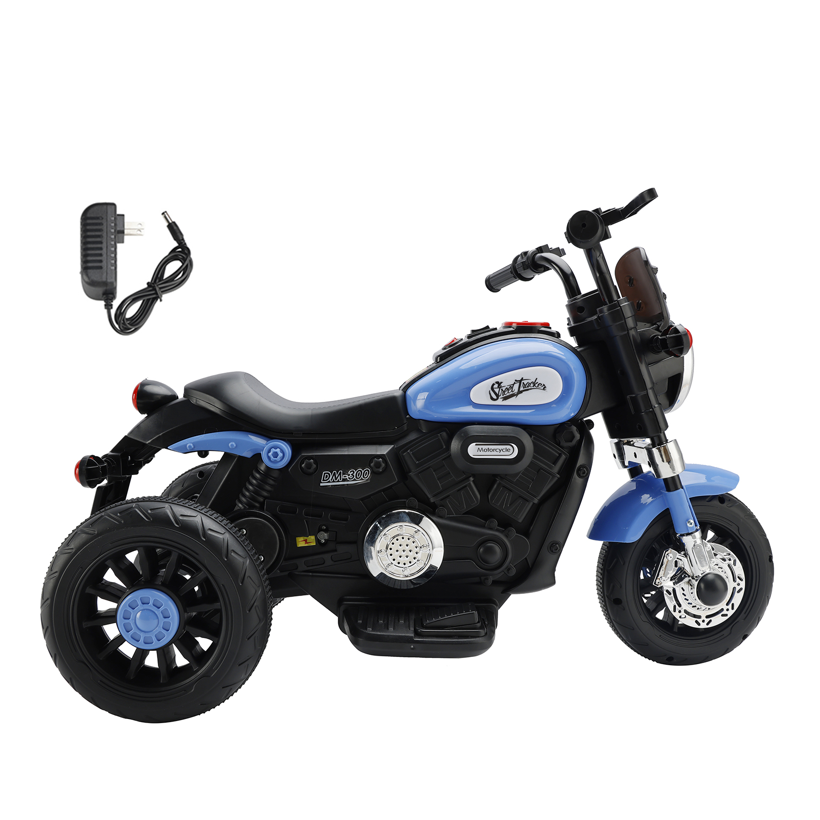 3 Wheel Kids Ride On Motorcycle Blue Side View