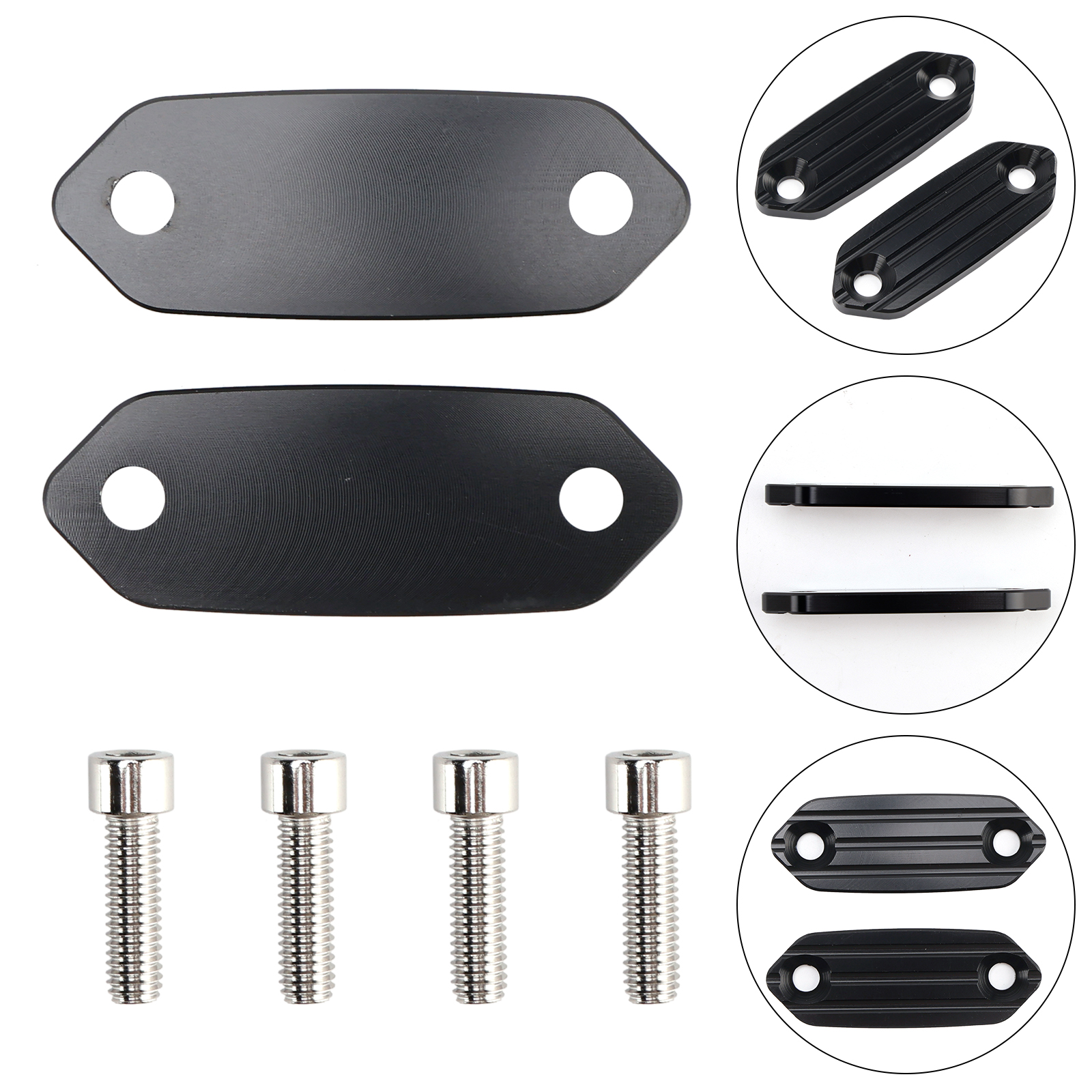 CNC MIRROR BLOCK OFF PLATES HOLE CAPS BLACK FOR KAWASAKI ZX-6 R