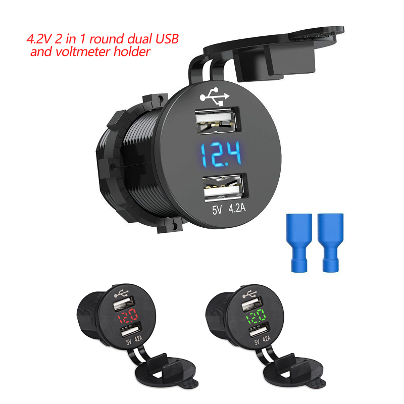 12 volt Marine Boat Dash Dual USB Charger Socket Adapter Outlet LED