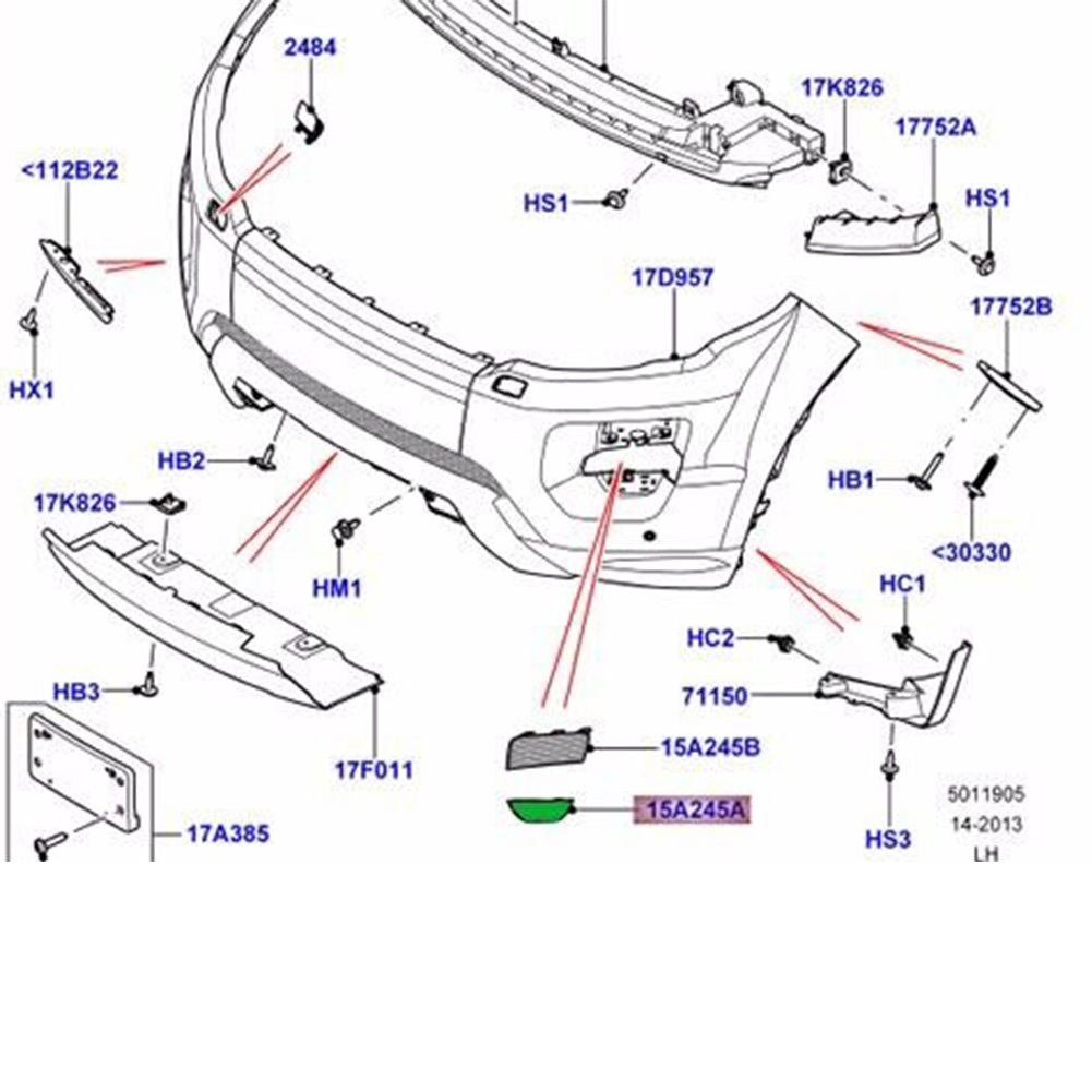 s① Front Lower Fog Lamp Bezel For Land Rover Range Rover Evoque 2012