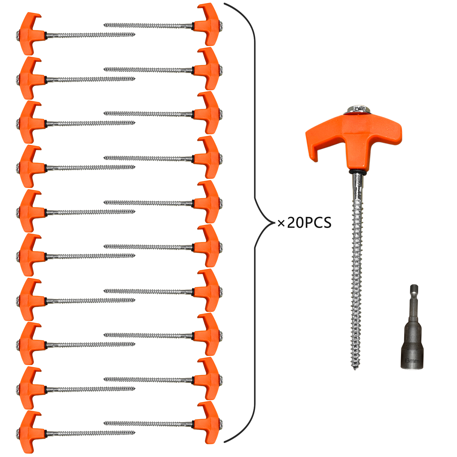 6/20/40Pc Screw In Tent Pegs Drill Top Hard Ground Camping Awning Pegs Camping Ground Sheet Anchor Hard Ground Awning Pegs