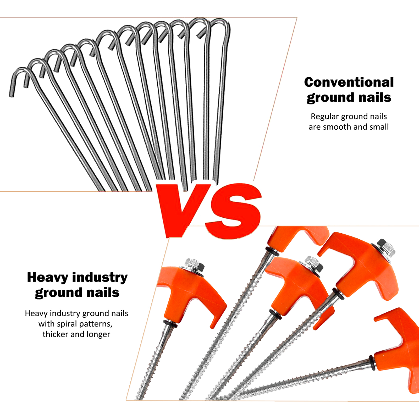 6/20/40Pc Screw In Tent Pegs Drill Top Hard Ground Camping Awning Pegs Camping Ground Sheet Anchor Hard Ground Awning Pegs