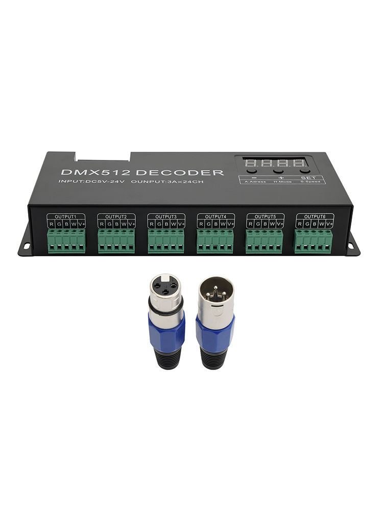 KEENSO Décodeur DMX 24 canaux DC5-24V 24 Canaux DMX Décodeur RGBW